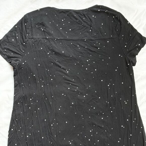 Soma Cool Nights Starry Sky Sleep Shirt Short Sleeve PJs Black Gold Polka Dots M - Picture 7 of 12
